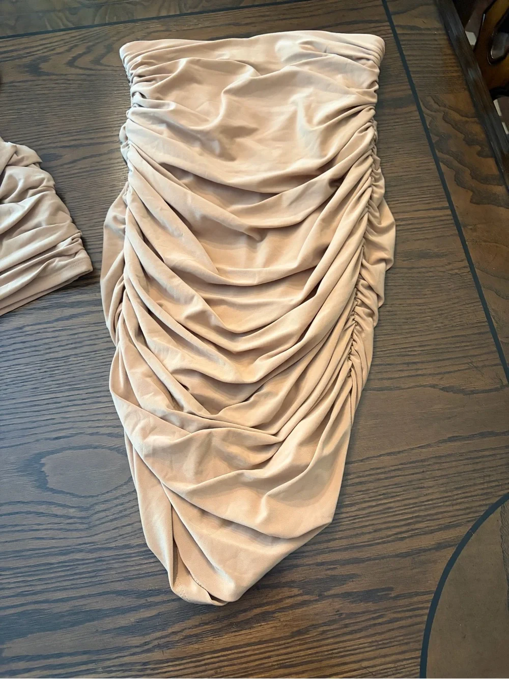 One-Shoulder Beige Ruched 2-piece Bodycon Dress - Women